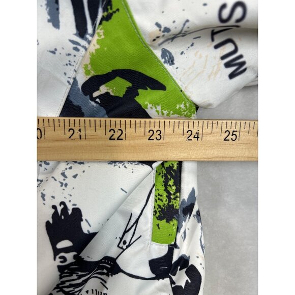 Mutu Snow Ski Coat Mens XL White Green Black Skull Abstract Detachable Hood - Picture 14 of 15